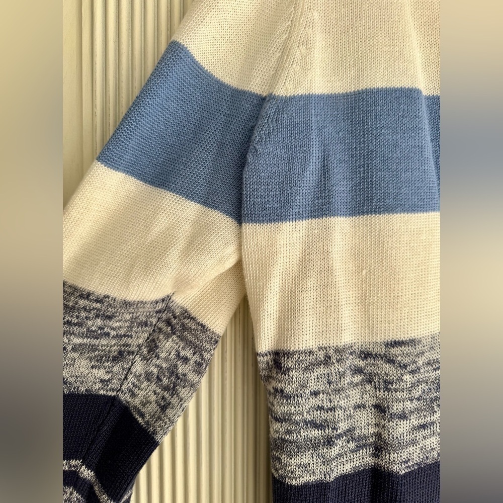 BROOKS BROTHERS Women’s Linen Striped Crewneck Sweater Blue and White XL - Picture 7 of 15
